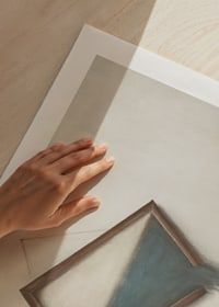 Surreal illustration of crooked hanging frame with water-9