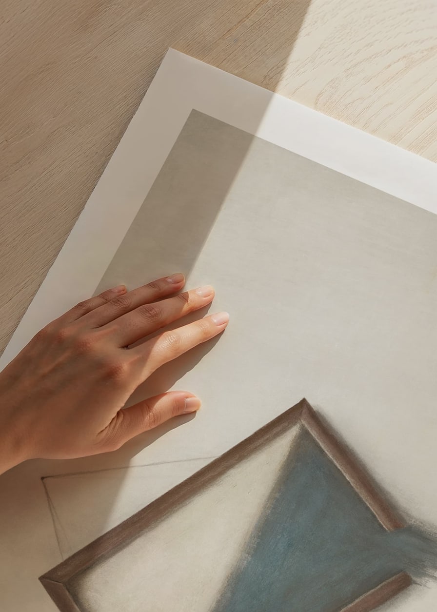 Surreal illustration of crooked hanging frame with water-12