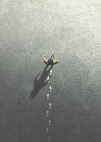 Surreal illustration of person leaving footprints-7