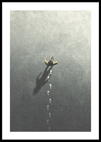 Surreal illustration of person leaving footprints-0