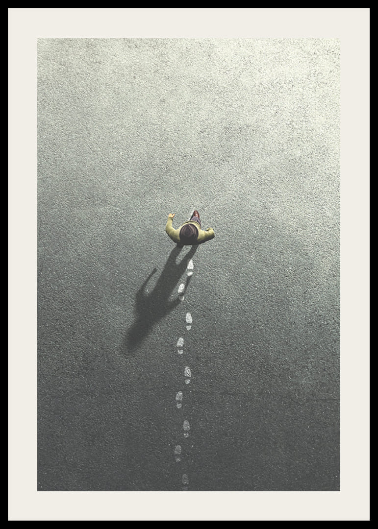 Illustrazione surreale di una persona che lascia impronte-12
