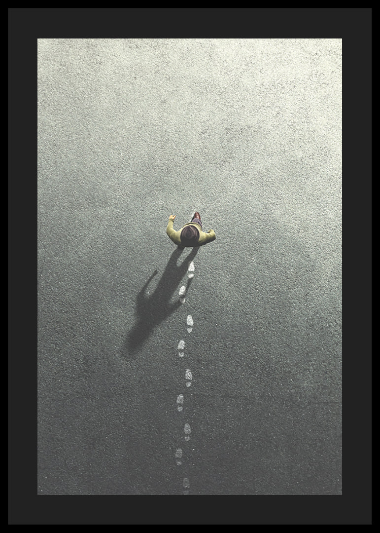 Surreal illustration of person leaving footprints-12