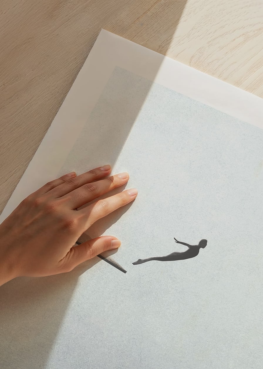 Illustration av människa som hoppar från trampolin mot ljusgrå bakgrund-12