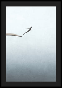 Illustration d'une personne sautant d'un trampoline sur fond gris clair-4