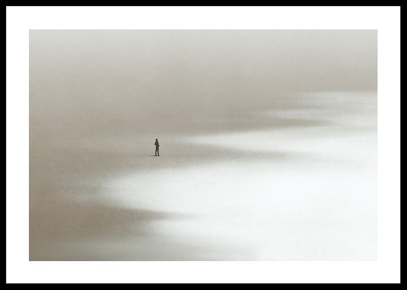 Lonely Man Walking The Beach-12
