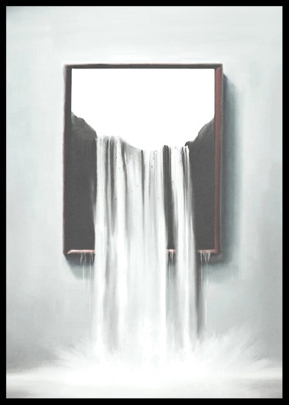 Surreal illustration of waterfall flowing out of frame-12