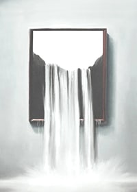 Surreal illustration of waterfall flowing out of frame-7