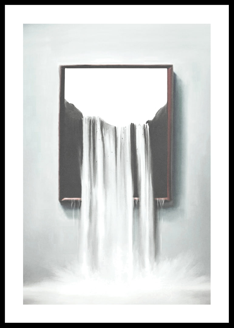 Surreal illustration of waterfall flowing out of frame-12