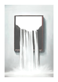 Surreal illustration of waterfall flowing out of frame-1