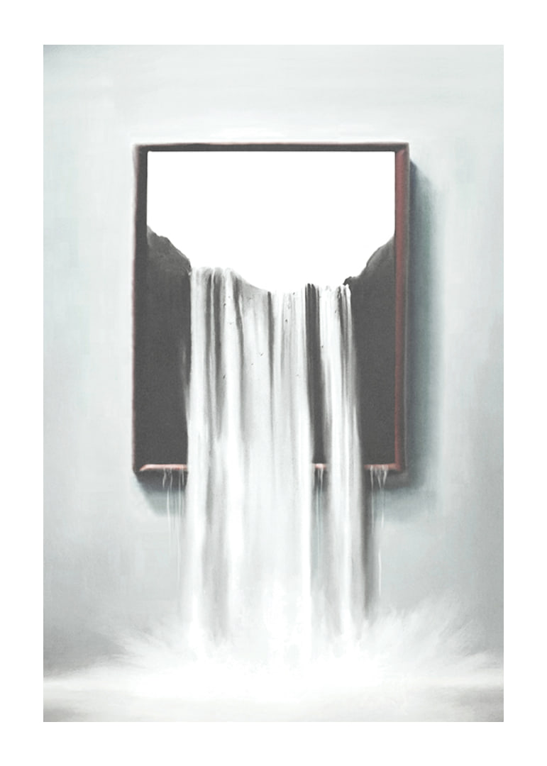 Surreal illustration of waterfall flowing out of frame-12