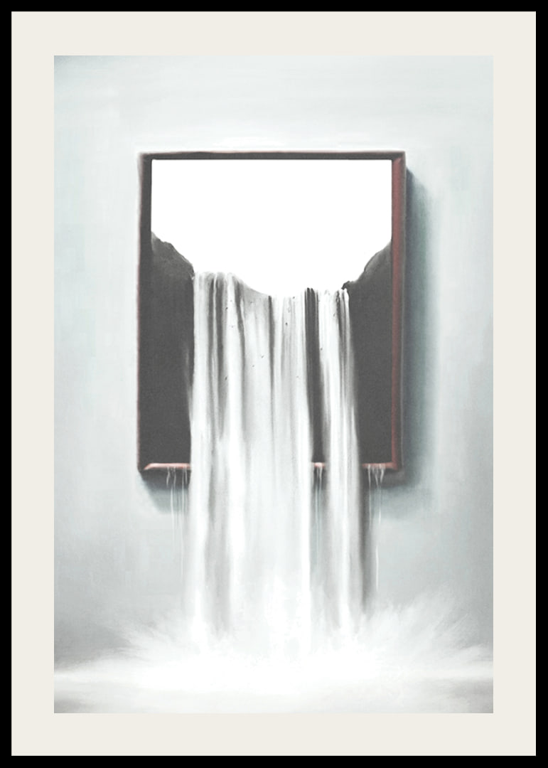 Surreal illustration of waterfall flowing out of frame-12