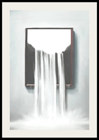 Surrealistická ilustrácia vodopádu tečúceho z rámu-2