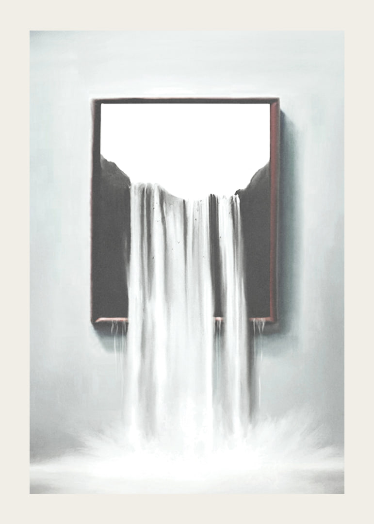 Surreal illustration of waterfall flowing out of frame-12