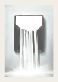 Surrealistická ilustrácia vodopádu tečúceho z rámu-3
