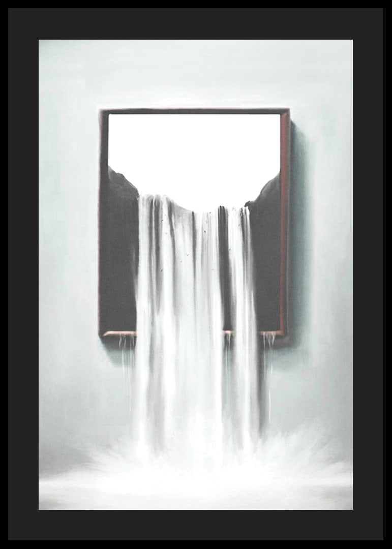 Surreal illustration of waterfall flowing out of frame-12
