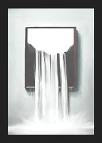 Surreal illustration of waterfall flowing out of frame-5
