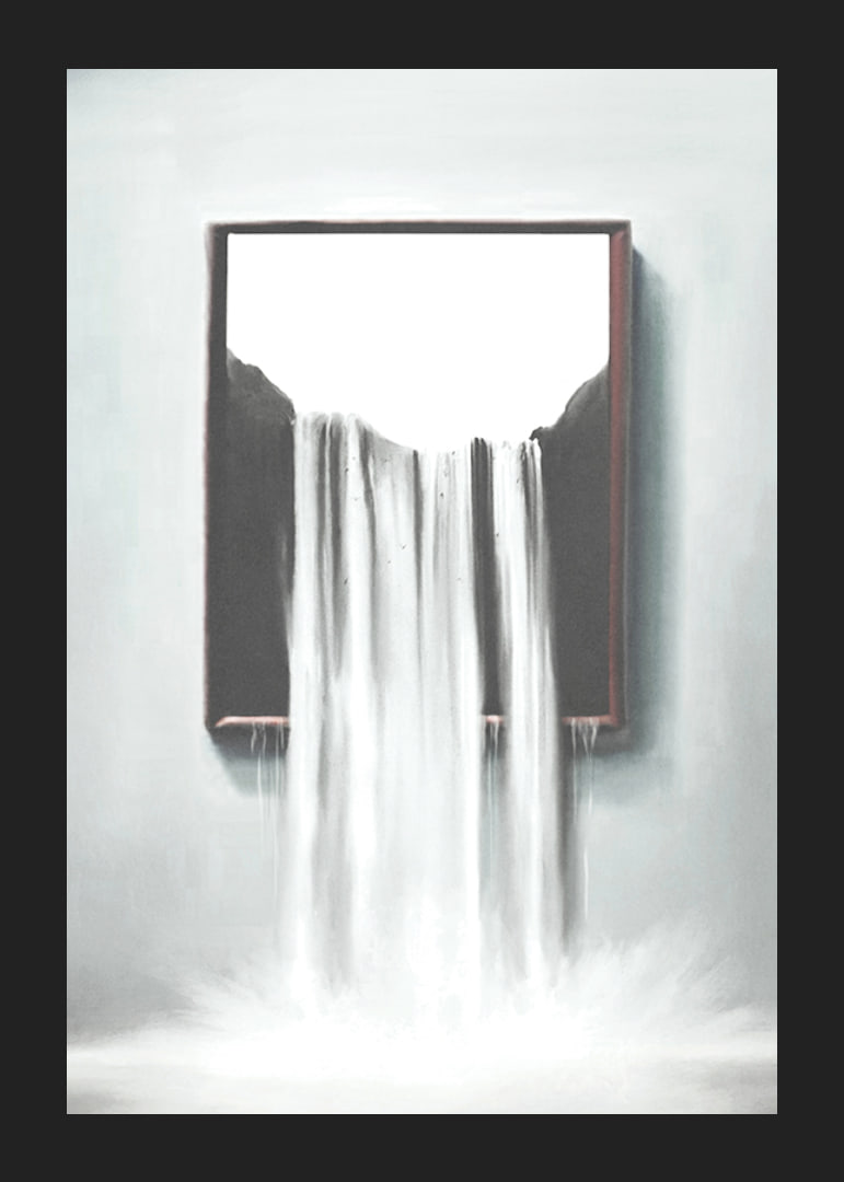 Surreal illustration of waterfall flowing out of frame-12