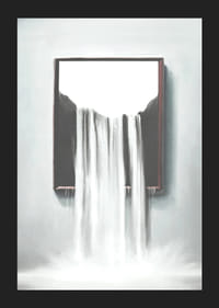 Surrealistická ilustrácia vodopádu tečúceho z rámu-5