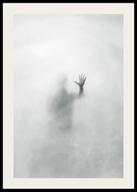 Silhouette of person behind hazy glass in grayscale-2