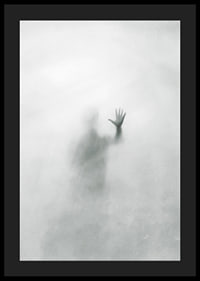 Silhouette of person behind hazy glass in grayscale-4