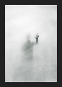 Silhouette of person behind hazy glass in grayscale-5