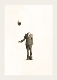 Surrealistisk illustration av huvudlös man med ballong-3