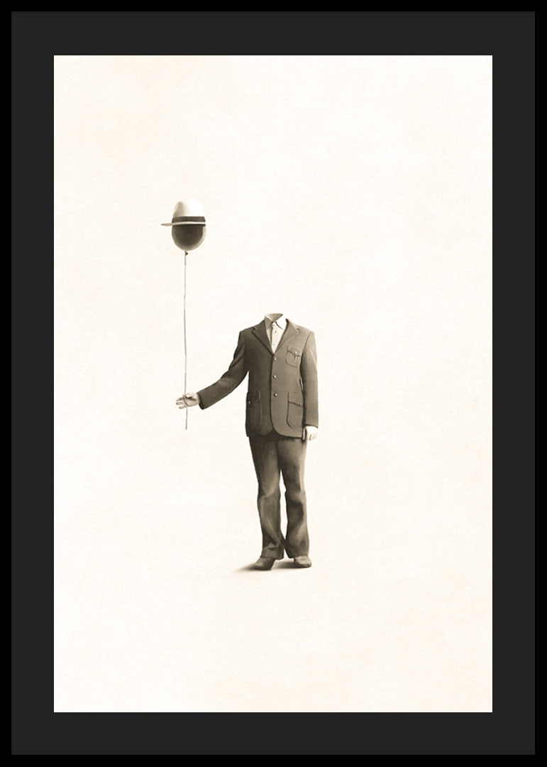 Surrealistisk illustration av huvudlös man med ballong-12