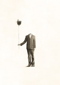 Surrealistisk illustration av huvudlös man med ballong-7