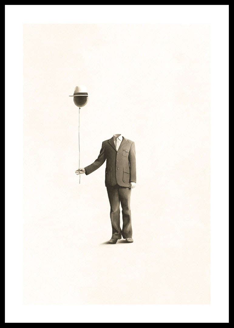 Surrealistisk illustration av huvudlös man med ballong-12