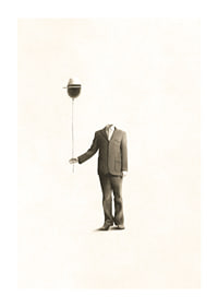 Surrealistisk illustration av huvudlös man med ballong-1