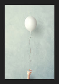 Illustration av vit ballong som stiger mot blå bakgrund-5