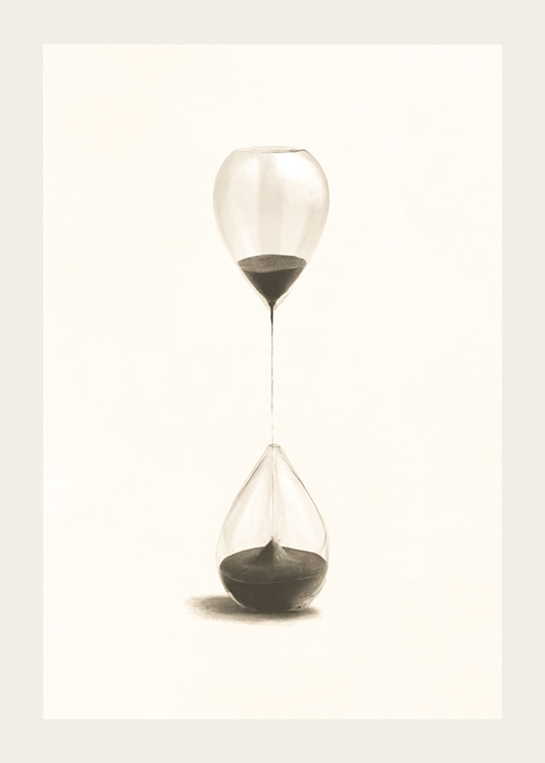 Surrealistisk illustration av timglas liknande två ballonger-12