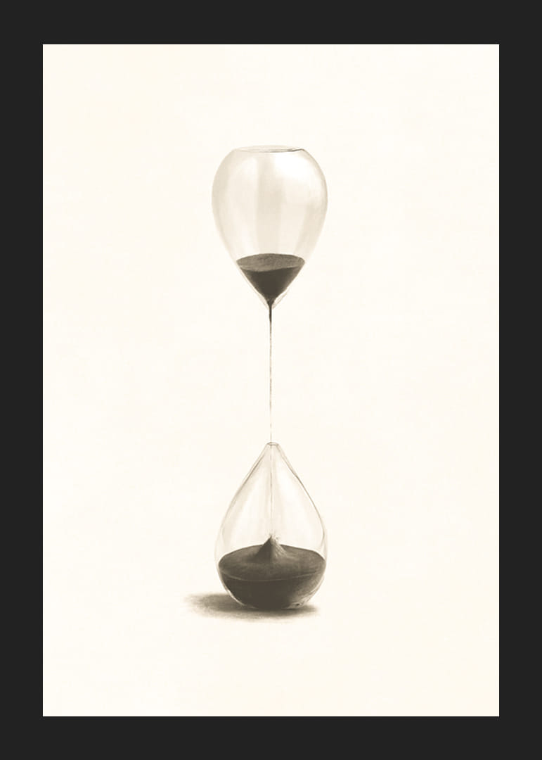 Surrealistisk illustration av timglas liknande två ballonger-12