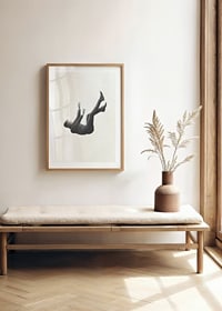 Illustrated figure falling with blurred head in sepia-8