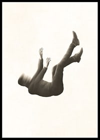 Illustrated figure falling with blurred head in sepia-6