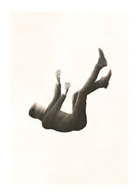 Illustrated figure falling with blurred head in sepia-1