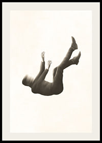 Illustrated figure falling with blurred head in sepia-2