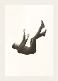Illustrated figure falling with blurred head in sepia-3