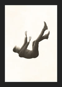 Illustrated figure falling with blurred head in sepia-5