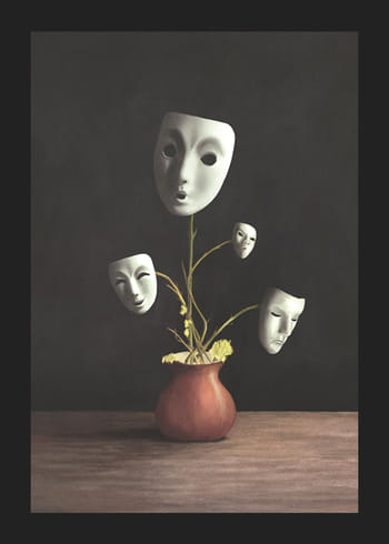 Affiche Plant With Theatrical Masks