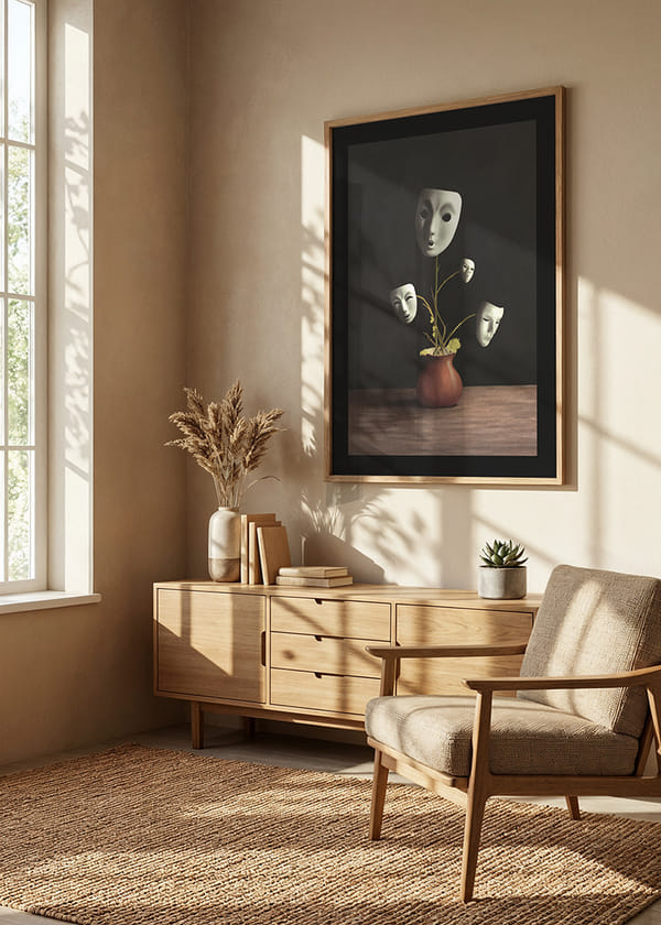 Poster Plant With Theatrical Masks crossfade