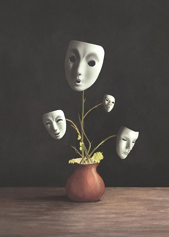 Plant With Theatrical Masks-12