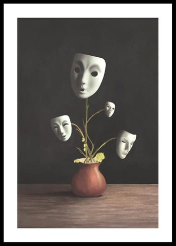 Poster Plant With Theatrical Masks