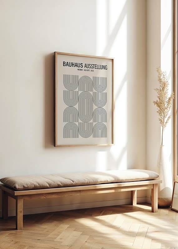 Graphic Bauhaus-inspired poster with black lines and text-12