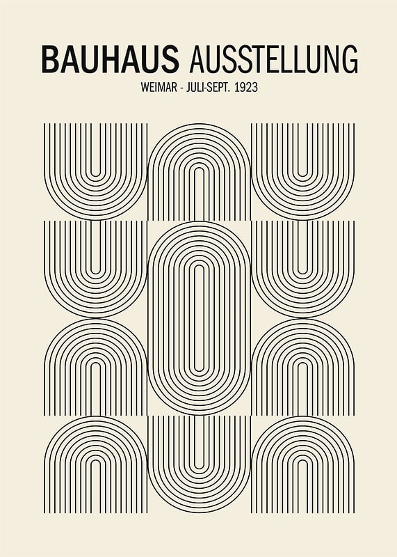 Graphic Bauhaus-inspired poster with black lines and text-12