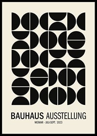 Design graphique inspiré du Bauhaus avec des formes géométriques noires-0