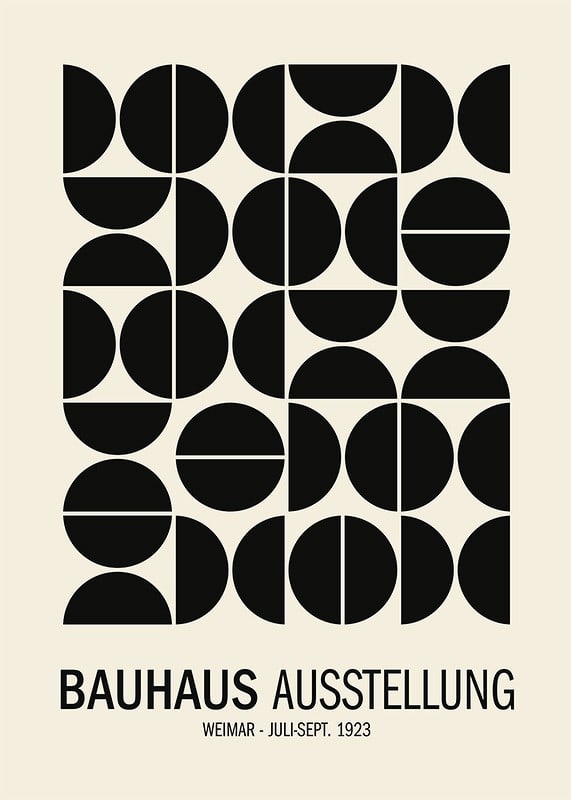 Design graphique inspiré du Bauhaus avec des formes géométriques noires-12