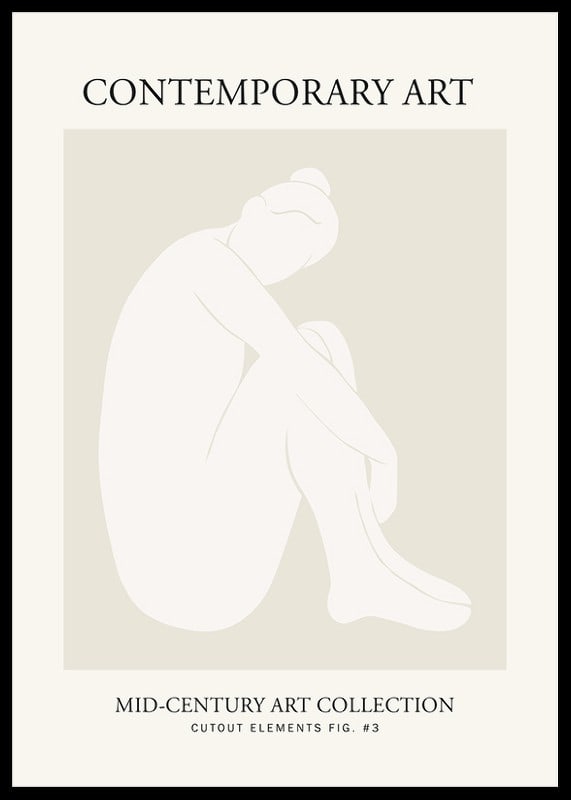 Minimalistisk illustration av sittande kvinna i vita toner-12