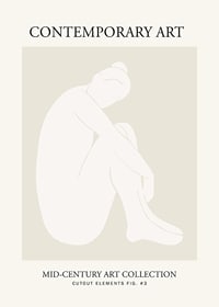 Minimalistisk illustration av sittande kvinna i vita toner-1