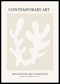 Abstract white leaf shape on beige background in graphic style-0
